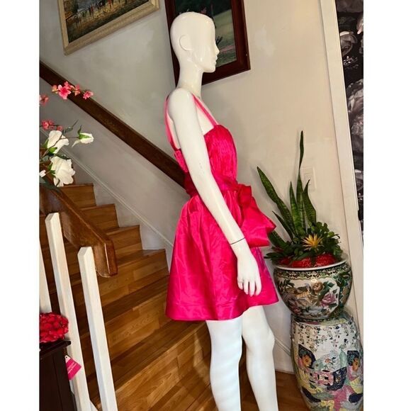 New Maeve Bow-Tie Satin Mini Dress - Picture 6 of 8